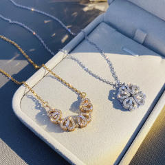 Delicate diamond clover stainless steel necklace
