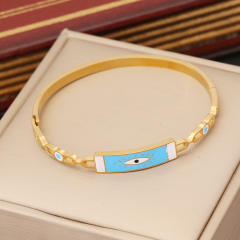 Personality color enamel evil eye stainless steel bangle