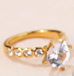 Concise chic cubic zircon diamond stainless steel rings