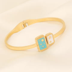 Personality color enamel evil eye stainless steel bangle