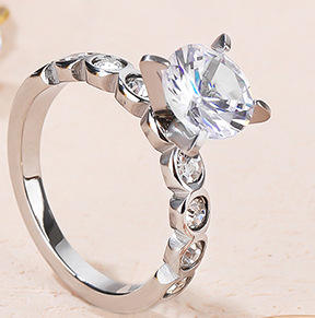 Concise chic cubic zircon diamond stainless steel rings