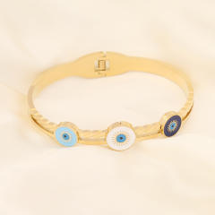 Personality color enamel evil eye stainless steel bangle