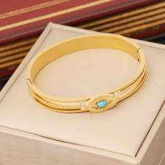 Personality color enamel evil eye stainless steel bangle