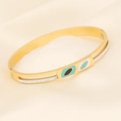 Personality color enamel evil eye stainless steel bangle