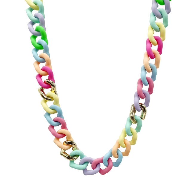 Y2K summer candy color acrylic chain choker necklace