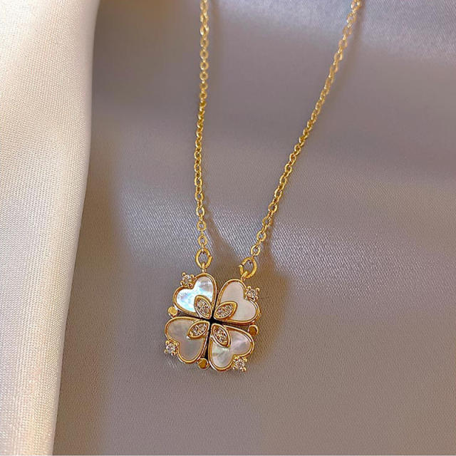 Delicate diamond clover stainless steel necklace