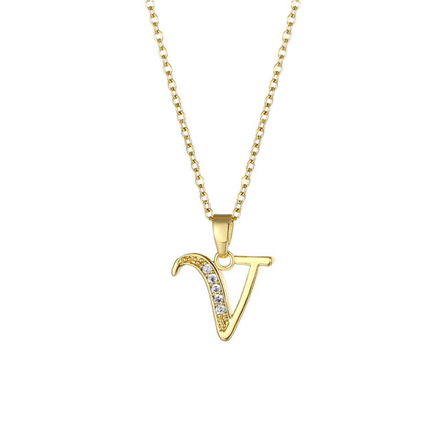 Delicate diamond initial pendant copper necklace
