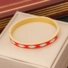 Personality color enamel evil eye stainless steel bangle