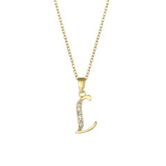 Delicate diamond initial pendant copper necklace