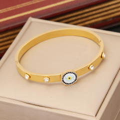 Personality color enamel evil eye stainless steel bangle