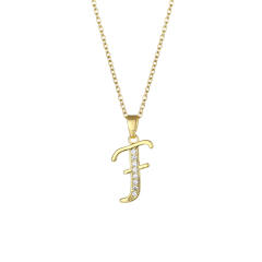 Delicate diamond initial pendant copper necklace