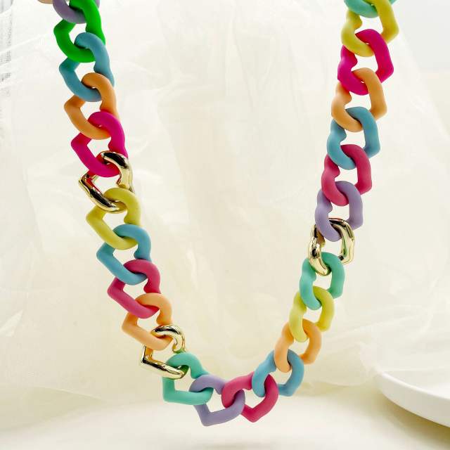Y2K summer candy color acrylic chain choker necklace
