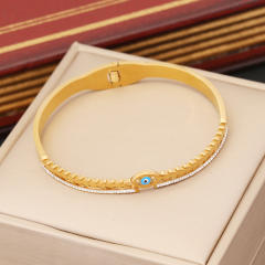 Personality color enamel evil eye stainless steel bangle