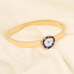 Personality color enamel evil eye stainless steel bangle