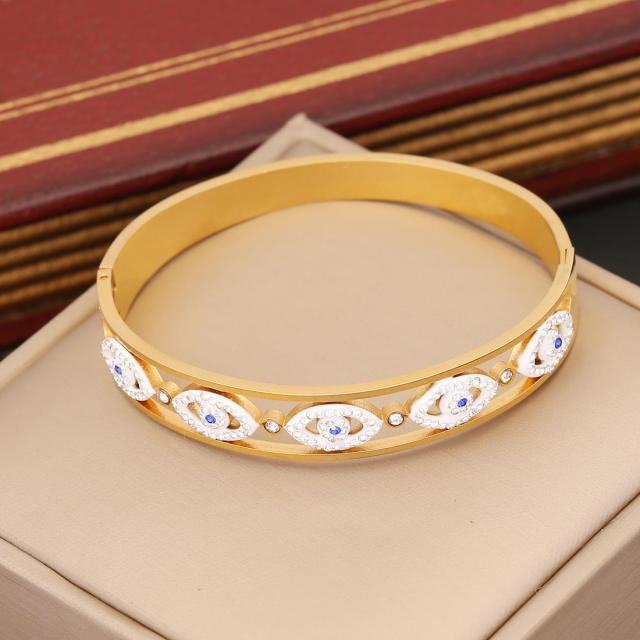 Personality color enamel evil eye stainless steel bangle