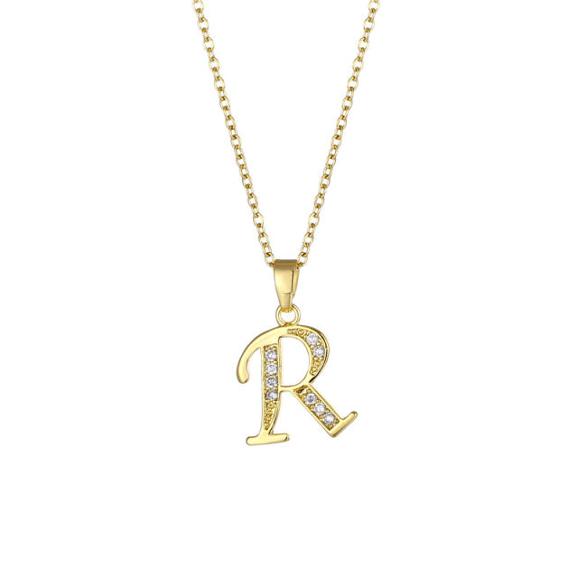 Delicate diamond initial pendant copper necklace