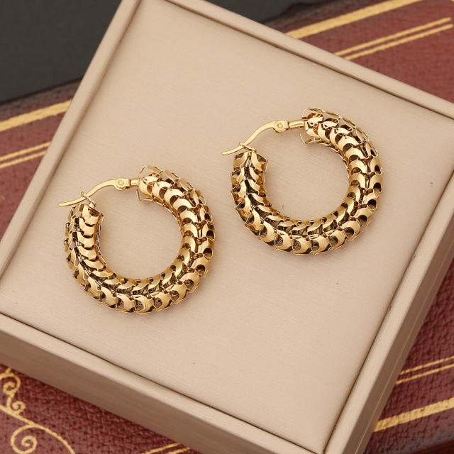 Chunky stainless steel hoop earrings