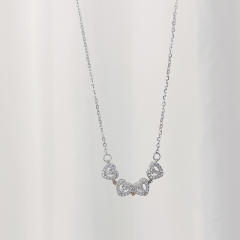Delicate diamond clover stainless steel necklace