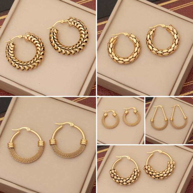 Chunky stainless steel hoop earrings