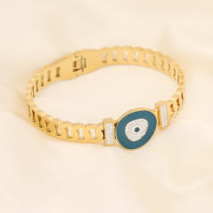 Personality color enamel evil eye stainless steel bangle