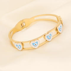 Personality color enamel evil eye stainless steel bangle
