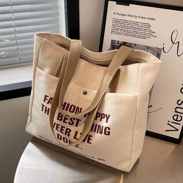 Letter canvas tote bag