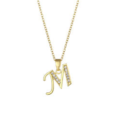 Delicate diamond initial pendant copper necklace