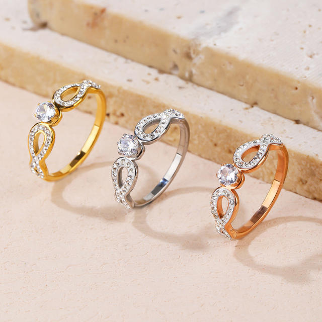 18k Gold Plated Wedding Ring Sets - Titanium & Stainless Steel Couple Rings With CZ Stones