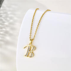 Delicate diamond initial pendant copper necklace