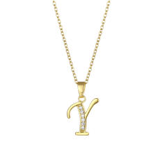 Delicate diamond initial pendant copper necklace