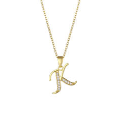 Delicate diamond initial pendant copper necklace