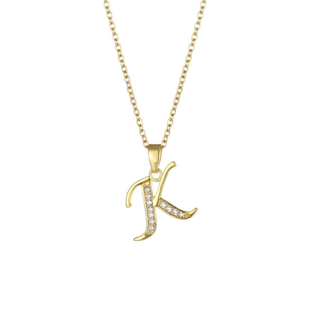 Delicate diamond initial pendant copper necklace