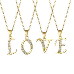 Delicate diamond initial pendant copper necklace