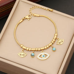 Fashionable evil eye charm stainless steel necklace set
