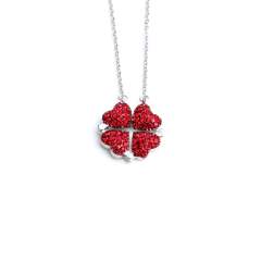 Delicate color diamond heart clover alloy necklace