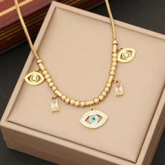 Fashionable evil eye charm stainless steel necklace set
