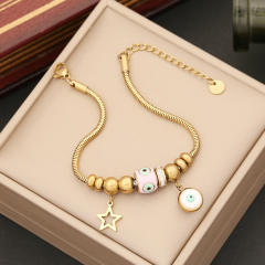 Personality evil eye bead stainless steel bracelet