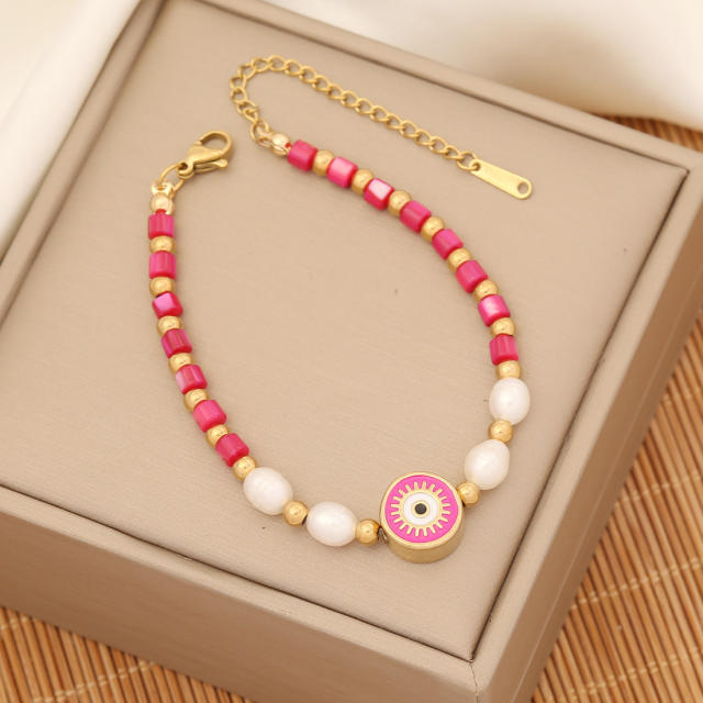 Personality boho evil eye bead bracelet