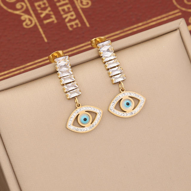 Fashionable evil eye charm stainless steel necklace set
