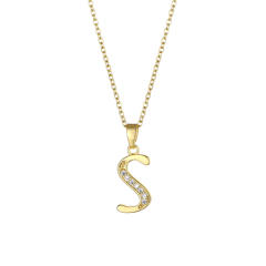 Delicate diamond initial pendant copper necklace