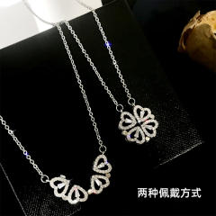 Delicate diamond clover stainless steel necklace