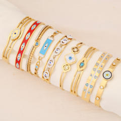 Personality color enamel evil eye stainless steel bangle
