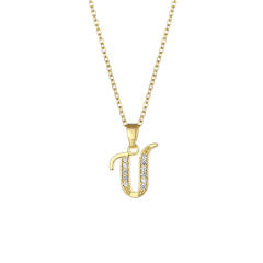 Delicate diamond initial pendant copper necklace