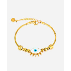 Elegant evil eye stainless steel bracelet