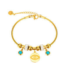 Vintage evil eye charm stainless steel bracelet