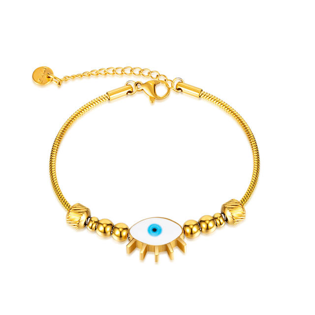 Elegant evil eye stainless steel bracelet