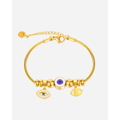 Vintage evil eye charm stainless steel bracelet