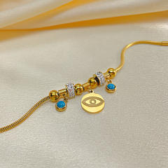 Vintage evil eye charm stainless steel bracelet