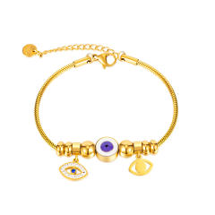 Vintage evil eye charm stainless steel bracelet