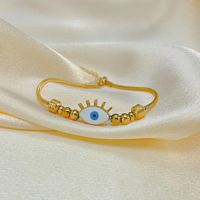 Elegant evil eye stainless steel bracelet